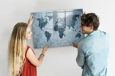 Schreib-Magnettafel mit Motiv einer gemalten Weltkarte