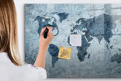Schreib-Magnettafel mit Motiv einer gemalten Weltkarte