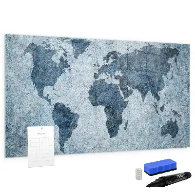 Schreib-Magnettafel mit Motiv einer gemalten Weltkarte