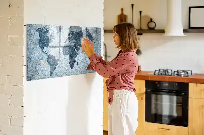 Schreib-Magnettafel mit Motiv einer gemalten Weltkarte