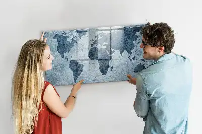 Schreib-Magnettafel mit Motiv einer gemalten Weltkarte