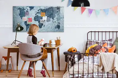 Schreib-Magnettafel mit Motiv einer gemalten Weltkarte
