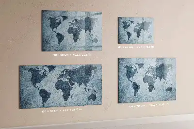 Schreib-Magnettafel mit Motiv einer gemalten Weltkarte