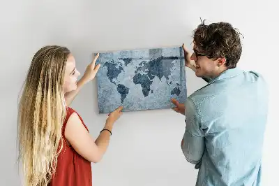 Schreib-Magnettafel mit Motiv einer gemalten Weltkarte