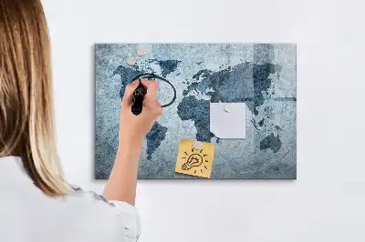 Schreib-Magnettafel mit Motiv einer gemalten Weltkarte