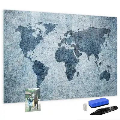 Schreib-Magnettafel mit Motiv einer gemalten Weltkarte