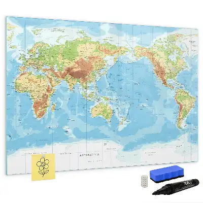 Beschreibbare Weltkarte als Magnettafel physische Darstellung