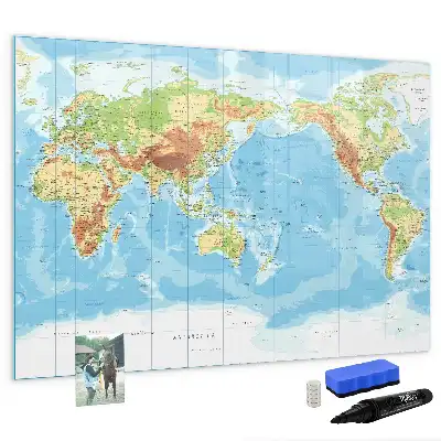 Beschreibbare Weltkarte als Magnettafel physische Darstellung