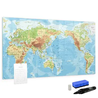 Beschreibbare Weltkarte als Magnettafel physische Darstellung