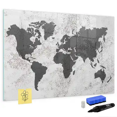 Beschreibbare Magnettafel mit Weltkarte auf Beton