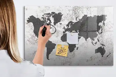 Beschreibbare Magnettafel mit Weltkarte auf Beton