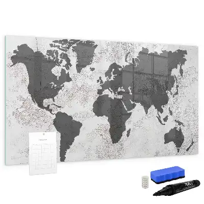 Beschreibbare Magnettafel mit Weltkarte auf Beton