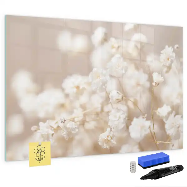 Schreib-Magnettafel mit Motiv kleine weiße Blumen