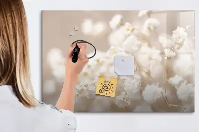 Schreib-Magnettafel mit Motiv kleine weiße Blumen