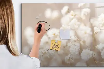 Schreib-Magnettafel mit Motiv kleine weiße Blumen