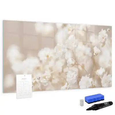 Schreib-Magnettafel mit Motiv kleine weiße Blumen