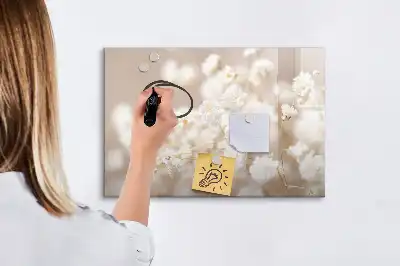 Schreib-Magnettafel mit Motiv kleine weiße Blumen
