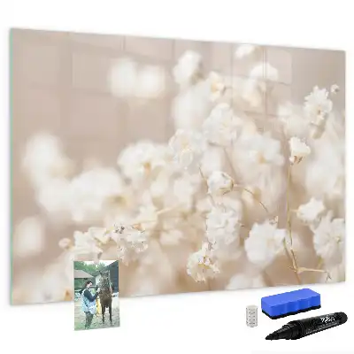 Schreib-Magnettafel mit Motiv kleine weiße Blumen