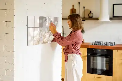 Schreib-Magnettafel mit Motiv kleine weiße Blumen