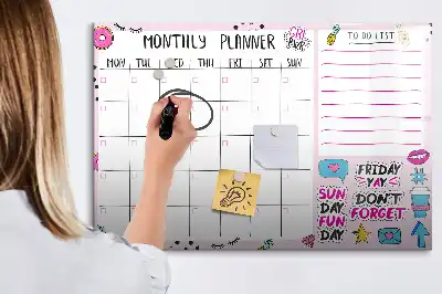 Beschreibbare Magnettafel als Monatsplaner