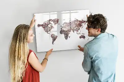 Beschreibbare Magnettafel Weltkarte auf Ziegeln