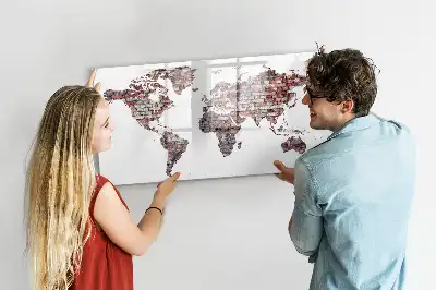 Beschreibbare Magnettafel Weltkarte auf Ziegeln