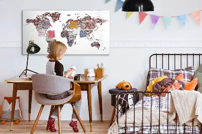 Beschreibbare Magnettafel Weltkarte auf Ziegeln