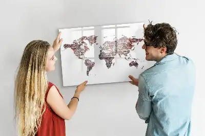 Beschreibbare Magnettafel Weltkarte auf Ziegeln