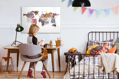 Beschreibbare Magnettafel Weltkarte auf Ziegeln