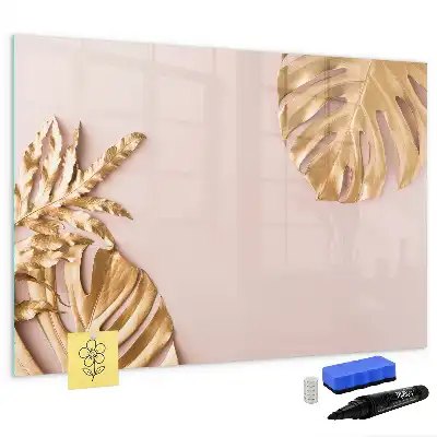 Beschreibbare Magnettafel mit Motiv Goldene Tropenblätter