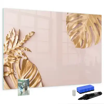 Beschreibbare Magnettafel mit Motiv Goldene Tropenblätter