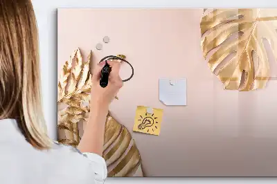 Beschreibbare Magnettafel mit Motiv Goldene Tropenblätter