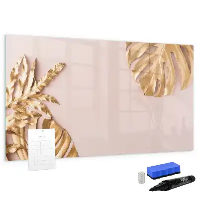 Beschreibbare Magnettafel mit Motiv Goldene Tropenblätter