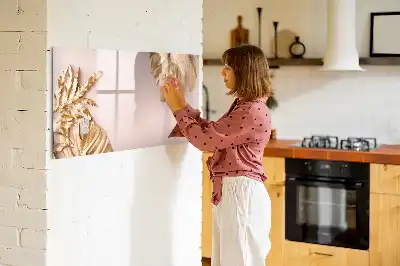 Beschreibbare Magnettafel mit Motiv Goldene Tropenblätter