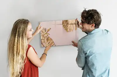 Beschreibbare Magnettafel mit Motiv Goldene Tropenblätter