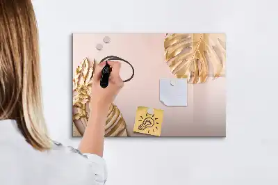 Beschreibbare Magnettafel mit Motiv Goldene Tropenblätter