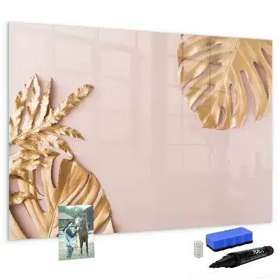 Beschreibbare Magnettafel mit Motiv Goldene Tropenblätter
