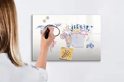 Schreibbare Weltkarte als Magnettafel mit Länderdarstellung