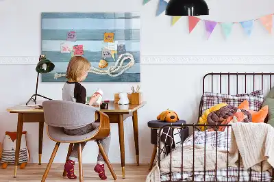 Beschreibbare Magnettafel mit Motiv Bretter mit Pflanzen und Muscheln