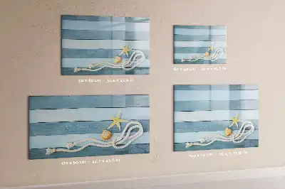 Beschreibbare Magnettafel mit Motiv Bretter mit Pflanzen und Muscheln
