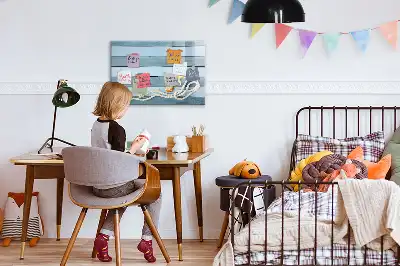 Beschreibbare Magnettafel mit Motiv Bretter mit Pflanzen und Muscheln
