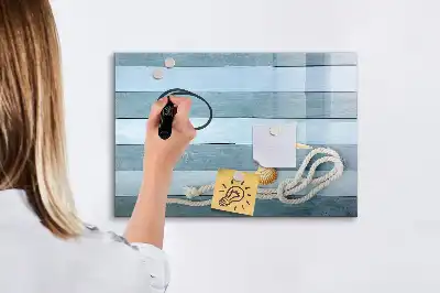 Beschreibbare Magnettafel mit Motiv Bretter mit Pflanzen und Muscheln
