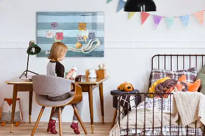 Beschreibbare Magnettafel mit Motiv Bretter mit Pflanzen und Muscheln