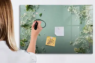 Schreib-Magnettafel mit Motiv Zarte Blumen