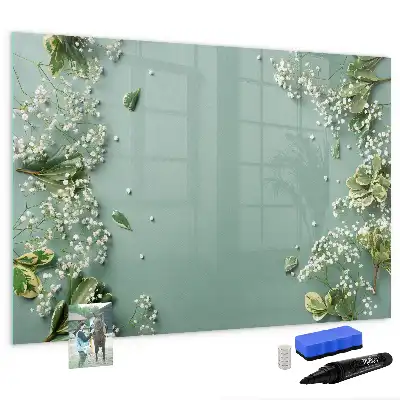 Schreib-Magnettafel mit Motiv Zarte Blumen