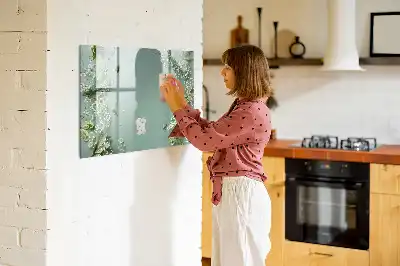Schreib-Magnettafel mit Motiv Zarte Blumen