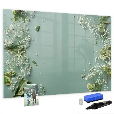 Schreib-Magnettafel mit Motiv Zarte Blumen