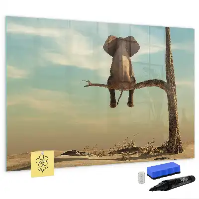 Beschreibbare Magnettafel mit Motiv Elefant auf dem Baum