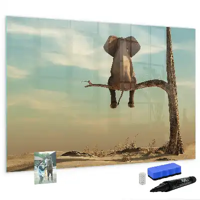 Beschreibbare Magnettafel mit Motiv Elefant auf dem Baum