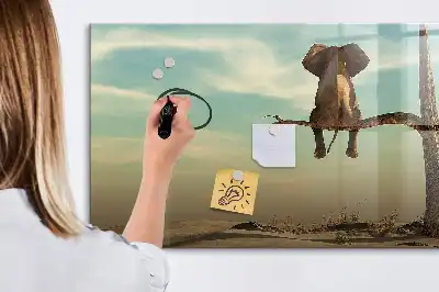 Beschreibbare Magnettafel mit Motiv Elefant auf dem Baum